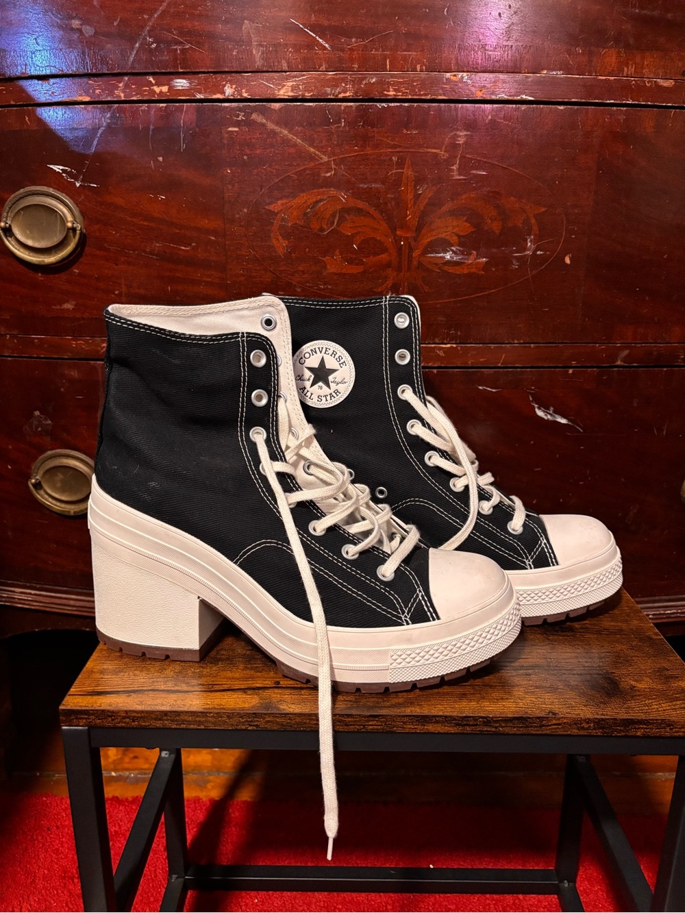Converse Black and White Platform High-Top Sneakers